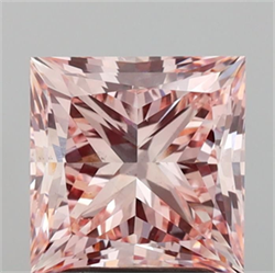 Picture of Lab Grown Diamond 3.00 Carats, Princess with  Cut, Fancy Intense Pink Color, VS2 Clarity and Certified by IGI