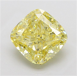 Picture of Lab Grown Diamond 4.83 Carats, CUSHION MODIFIED with  Cut, Fancy Intense Yellow Color, VS1 Clarity and Certified by IGI