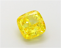 Picture of Lab Grown Diamond 2.02 Carats, CUSHION MODIFIED with  Cut, Fancy Vivid Yellow Color, VVS2 Clarity and Certified by IGI