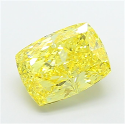 Picture of Lab Grown Diamond 4.81 Carats, CUSHION MODIFIED with  Cut, Fancy Vivid Yellow Color, VS1 Clarity and Certified by IGI