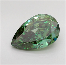 Picture of Lab Grown Diamond 2.13 Carats, Pear with  Cut, Fancy Vivid Green Color, VS1 Clarity and Certified by IGI