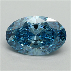 Picture of Lab Grown Diamond 2.01 Carats, Oval with  Cut, Fancy Vivid Blue Color, VS1 Clarity and Certified by IGI