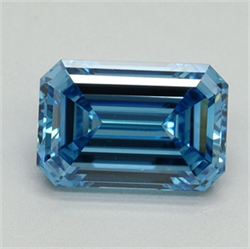 Picture of Lab Grown Diamond 1.54 Carats, Emerald with  Cut, Fancy Vivid Blue Color, VVS2 Clarity and Certified by IGI