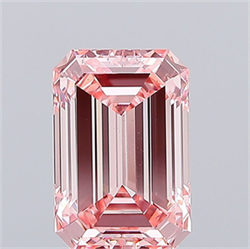 Picture of Lab Grown Diamond 3.65 Carats, Emerald with  Cut, Fancy Vivid Pink Color, VS1 Clarity and Certified by IGI