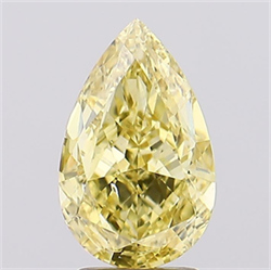 Picture of Lab Grown Diamond 3.05 Carats, Pear with  Cut, Fancy Vivid Yellow Color, VS2 Clarity and Certified by IGI