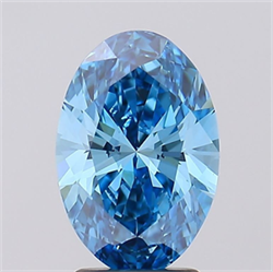 Picture of Lab Grown Diamond 2.64 Carats, Oval with  Cut, Fancy Vivid Blue Color, VS1 Clarity and Certified by IGI