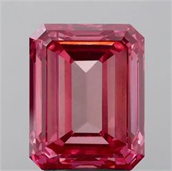 Picture of Lab Grown Diamond 4.02 Carats, Emerald with  Cut, Fancy Vivid Pink Color, VS1 Clarity and Certified by IGI