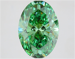 Picture of Lab Grown Diamond 4.03 Carats, Oval with  Cut, Fancy Vivid Green Color, VS1 Clarity and Certified by IGI