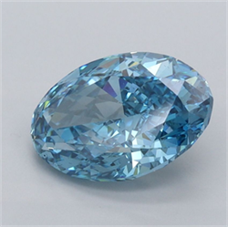 Picture of Lab Grown Diamond 2.09 Carats, Oval with  Cut, Fancy Vivid Blue Color, VVS1 Clarity and Certified by IGI