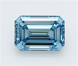 Picture of Lab Grown Diamond 1.98 Carats, Emerald with  Cut, Fancy Vivid Blue Color, VS1 Clarity and Certified by IGI