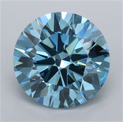 Picture of Lab Grown Diamond 2.01 Carats, Round with Ideal Cut, Fancy Vivid Blue Color, VVS2 Clarity and Certified by IGI