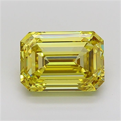Picture of Lab Grown Diamond 5.56 Carats, Emerald with  Cut, Fancy Intense Yellow Color, VS1 Clarity and Certified by IGI