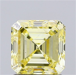 Picture of Lab Grown Diamond 1.35 Carats, Asscher with  Cut, Fancy Intense Yellow Color, VS2 Clarity and Certified by IGI