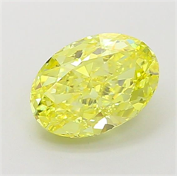 Picture of Lab Grown Diamond 1.50 Carats, Oval with  Cut, Fancy Vivid Yellow Color, VVS1 Clarity and Certified by IGI