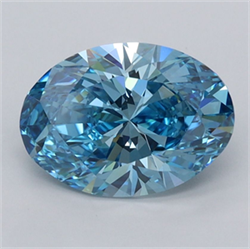 Picture of Lab Grown Diamond 2.04 Carats, Oval with  Cut, Fancy Vivid Blue Color, VVS2 Clarity and Certified by IGI