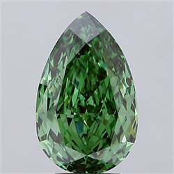 Picture of Lab Grown Diamond 4.17 Carats, Pear with  Cut, Fancy Vivid Green Color, VVS2 Clarity and Certified by IGI