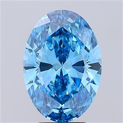 Picture of Lab Grown Diamond 5.03 Carats, Oval with  Cut, Fancy Vivid Blue Color, VS2 Clarity and Certified by IGI