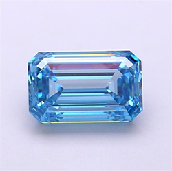 Picture of Lab Grown Diamond 1.75 Carats, Emerald with  Cut, Fancy Vivid Blue Color, VS1 Clarity and Certified by IGI