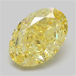 Picture of Lab Grown Diamond 4.02 Carats, Oval with  Cut, Fancy Vivid Yellow Color, VVS2 Clarity and Certified by IGI