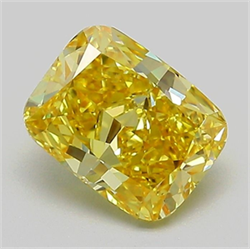 Picture of Lab Grown Diamond 1.49 Carats, CUSHION MODIFIED with  Cut, Fancy Vivid Yellow Color, VVS2 Clarity and Certified by IGI