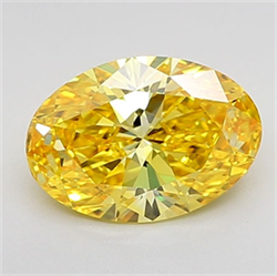 Picture of Lab Grown Diamond 1.53 Carats, Oval with  Cut, Fancy Vivid Yellow Color, IF Clarity and Certified by IGI