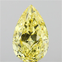 Picture of Lab Grown Diamond 5.10 Carats, Pear with  Cut, Fancy Intense Yellow Color, VVS2 Clarity and Certified by IGI