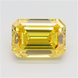 Picture of Lab Grown Diamond 1.50 Carats, Emerald with  Cut, Fancy Vivid Yellow Color, IF Clarity and Certified by IGI
