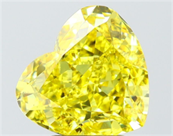 Picture of Lab Grown Diamond 4.06 Carats, Heart with  Cut, Fancy Vivid Yellow Color, VS1 Clarity and Certified by IGI