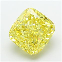 Picture of Lab Grown Diamond 5.02 Carats, CUSHION MODIFIED with  Cut, Fancy Vivid Yellow Color, VS1 Clarity and Certified by IGI