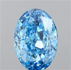 Picture of Lab Grown Diamond 5.03 Carats, Oval with  Cut, Fancy Vivid Blue Color, VS2 Clarity and Certified by IGI