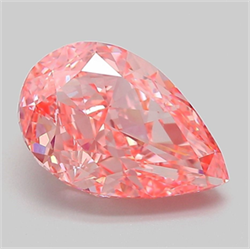 Picture of Lab Grown Diamond 3.53 Carats, Pear with  Cut, Fancy Vivid Pink Color, VS1 Clarity and Certified by IGI