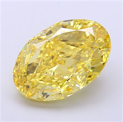 Picture of Lab Grown Diamond 5.55 Carats, Oval with  Cut, Fancy Vivid Yellow Color, VVS2 Clarity and Certified by IGI
