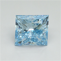 Picture of Lab Grown Diamond 3.22 Carats, Princess with  Cut, Fancy Vivid Blue Color, VS1 Clarity and Certified by IGI