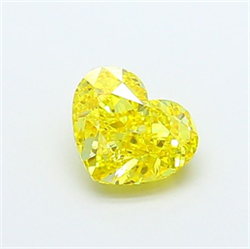 Picture of Lab Grown Diamond 1.37 Carats, Heart with  Cut, Fancy Vivid Yellow Color, VVS1 Clarity and Certified by IGI