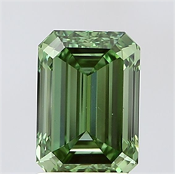 Picture of Lab Grown Diamond 2.00 Carats, Emerald with  Cut, Fancy Vivid Green Color, VS2 Clarity and Certified by IGI
