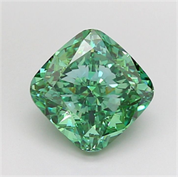 Picture of Lab Grown Diamond 3.53 Carats, CUSHION MODIFIED with  Cut, Fancy Vivid Green Color, VS2 Clarity and Certified by IGI