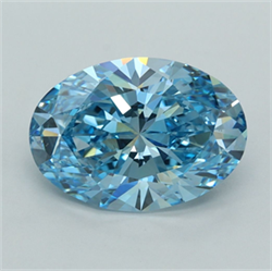 Picture of Lab Grown Diamond 3.02 Carats, Oval with  Cut, Fancy Vivid Blue Color, VVS2 Clarity and Certified by IGI