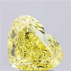 Picture of Lab Grown Diamond 3.03 Carats, Heart with  Cut, Fancy Intense Yellow Color, VS1 Clarity and Certified by IGI