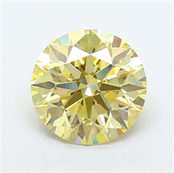 Picture of Lab Grown Diamond 5.00 Carats, Round with Ideal Cut, Fancy Intense Yellow Color, VS1 Clarity and Certified by IGI