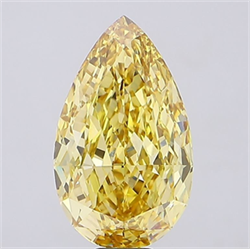 Picture of Lab Grown Diamond 17.14 Carats, Pear with  Cut, Fancy Intense Yellow Color, VVS2 Clarity and Certified by IGI