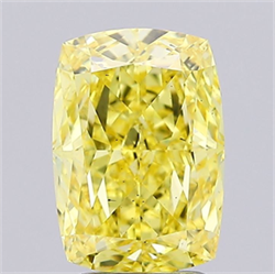 Picture of Lab Grown Diamond 3.00 Carats, CUSHION MODIFIED with  Cut, Fancy Vivid Yellow Color, VS2 Clarity and Certified by IGI
