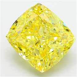 Picture of Lab Grown Diamond 8.23 Carats, CUSHION MODIFIED with  Cut, Fancy Vivid Yellow Color, VS2 Clarity and Certified by IGI