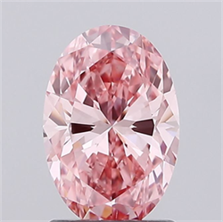 Picture of Lab Grown Diamond 1.36 Carats, Oval with  Cut, Fancy Vivid Pink Color, VS2 Clarity and Certified by IGI