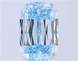 Picture of Lab Grown Diamond 5.10 Carats, CUSHION MODIFIED with  Cut, Fancy Vivid Blue Color, VS2 Clarity and Certified by IGI