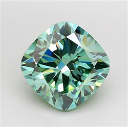 Picture of Lab Grown Diamond 4.56 Carats, CUSHION MODIFIED with  Cut, Fancy Vivid Green Color, VVS1 Clarity and Certified by IGI