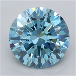 Picture of Lab Grown Diamond 4.01 Carats, Round with Excellent Cut, Fancy Vivid Blue Color, VVS2 Clarity and Certified by IGI