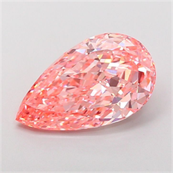 Picture of Lab Grown Diamond 3.93 Carats, Pear with  Cut, Fancy Vivid Pink Color, VVS2 Clarity and Certified by IGI