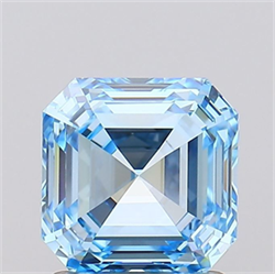 Picture of Lab Grown Diamond 1.52 Carats, Asscher with  Cut, Fancy Vivid Blue Color, VS1 Clarity and Certified by IGI