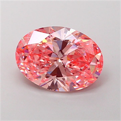Picture of Lab Grown Diamond 3.01 Carats, Oval with  Cut, Fancy Vivid Pink Color, VS1 Clarity and Certified by IGI