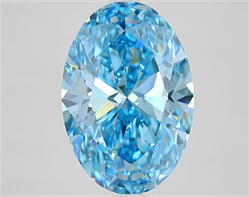 Picture of Lab Grown Diamond 4.10 Carats, Oval with  Cut, Fancy Vivid Blue Color, VVS2 Clarity and Certified by IGI